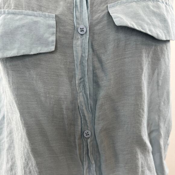 TALULA Sleeveless Blue Blend Silk Button Down Collar Pocket Blouse Top S Small - Picture 3 of 12